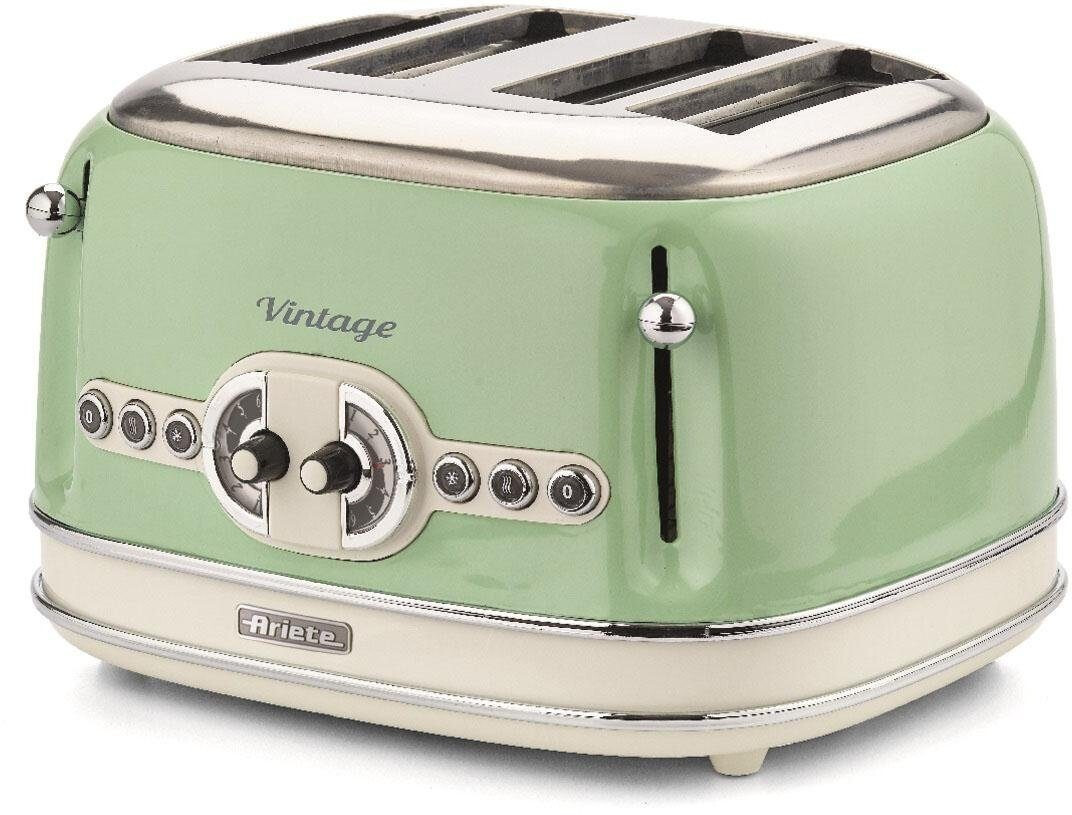 توستر آریته ایتالیا مدل Ariete Vintage 01560 | چهار شیار | رنگ سبز کلاسیک